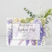 Invitation Elégante teinte pourpre glycine douche nuptiale (Debout devant)