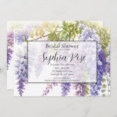 Invitation Elégante teinte pourpre glycine douche nuptiale (Devant / Derrière)