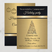 Invitation Elégante tendance or noir fête de vacances entrepr (Devant / Derrière)