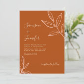 Invitation Élégante Terracotta avec Mariage Boho Feuille Phot (Debout devant)