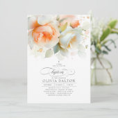 Invitation Élégante Terracotta douce Floral Boho Girls Baptêm (Debout devant)