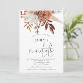 Invitation Élégante Terracotta Floral Ninetieth fête d'annive (Debout devant)