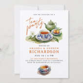 Invitation Elégante Terracotta Tea Party Amis Aquarelle (Devant)