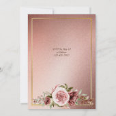 Invitation Elégante terre cuite marron automne fleurs anniver (Dos)