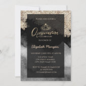 Invitation Elégante Tiara d'or moderne, Marbre, Confetti (Devant)