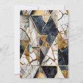 Invitation Elégante Tiare dorée moderne, Marbre géométrique n (Dos)