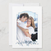 Invitation Élégante toile Florale Bleue Française Gravée (Dos)