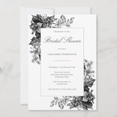 Invitation Elégante Toile Noir & Blanc Fête des mariées Flora (Devant)