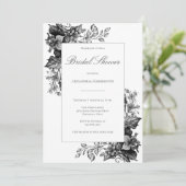 Invitation Elégante Toile Noir & Blanc Fête des mariées Flora (Debout devant)