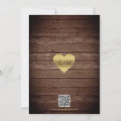 Invitation Elégante TOMBE dans LOVE Rustic Wood Mariage QR Co (Dos)