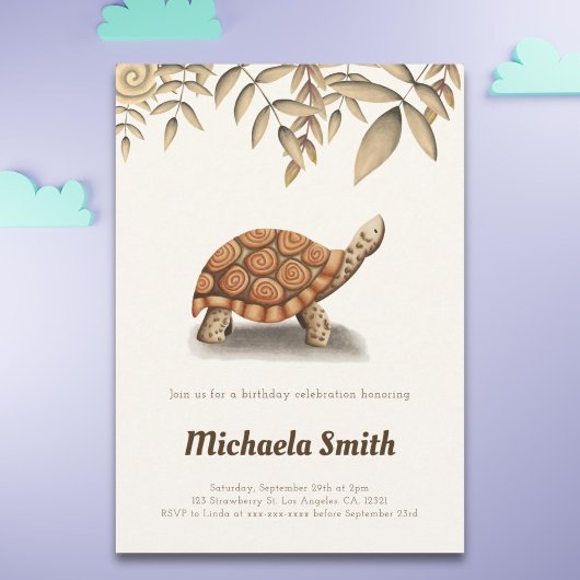 Invitation Elégante Tortoise Sepia Anniversaire Brown