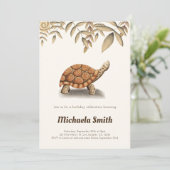 Invitation Elégante Tortoise Sepia Anniversaire Brown (Debout devant)