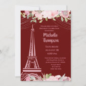 Invitation Elégante Tour Eiffel Bourgogne Paris Anniversaire (Devant)