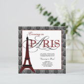 Invitation Elegante Tour Eiffel Paris Prom (Debout devant)