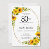 Invitation Elégante Tournesol 80e fête d'anniversaire (Devant)