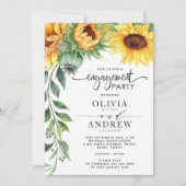 Invitation Elégante Tournesol Aquarelle Fiançailles moderne (Devant)