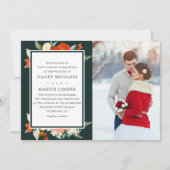 Invitation Elégante tradition Bouquet Floral Rouge Mariage ph (Devant)