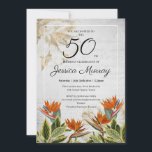 Invitation Elégante Tropical 50th Birthday Party<br><div class="desc">Élégante Invitation de fête du 50e anniversaire de Tropical. Un design chaleureux et élégant,  parfait pour l'été ou toute fête d'anniversaire de saison! Un design simple et classique le rend intemporel et adapté à tout âge. Mettre à jour facilement les détails,  y compris l'année de personnaliser de cette carte</div>