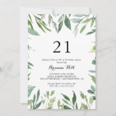 Invitation Élégante Tropical Green Foliage 21e fête d'anniver (Devant)