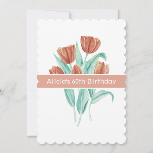 Invitation Elégante Tulipe Brown Printemps 60e anniversaire (Dos)