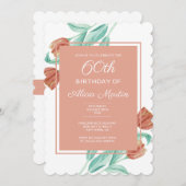 Invitation Elégante Tulipe Brown Printemps 60e anniversaire (Devant / Derrière)