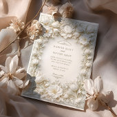 Invitation Élégante Tulipes Blanches Faux Embossées