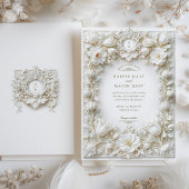 Invitation Élégante Tulipes Blanches Faux Embossées