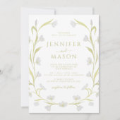 Invitation Élégante Tulipes blanches Floral Wreath Mariage d' (Devant)