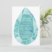 Invitation Elégante Turquoise aquarelle moderne Fête des mari (Debout devant)