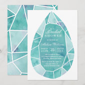 Invitation Elégante Turquoise aquarelle moderne Fête des mari (Devant / Derrière)