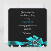 Invitation Elégante Turquoise Black White Pois fête d'anniver (Dos)
