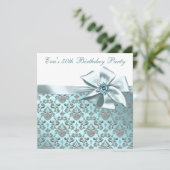 Invitation Elégante Turquoise Blue 50e fête d'anniversaire (Debout devant)