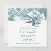 Invitation Elégante Turquoise Blue 50e fête d'anniversaire (Dos)