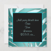 Invitation Elégante Turquoise Blue Zebra Fête de 40e annivers (Dos)