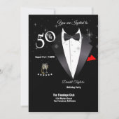 Invitation Elégante Tuxedo 50e anniversaire de fête Invitatio (Devant)