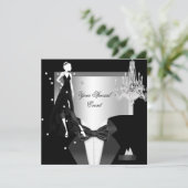 Invitation Élégante Tuxedo Gown Silver White Black Party (Debout devant)