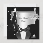 Invitation Élégante Tuxedo Gown Silver White Black Party (Devant)