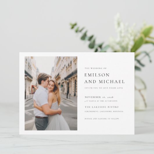 Invitation Élégante typographie 2 Mariage photo (Debout devant)