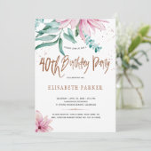 Invitation Élégante typographie 40ème fête d'anniversaire flo (Debout devant)