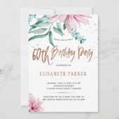 Invitation Élégante typographie 60ème fête d'anniversaire fle (Devant)