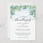 Invitation Élégante typographie À feuillage persistant hivern (Devant)