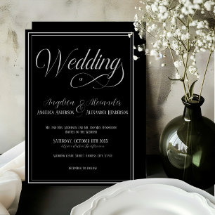 Invitation Élégante typographie Argent sur Mariage Formel Noi