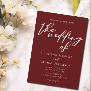 Invitation Élégante typographie bourguignonne Mariage minimal