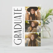 Invitation Élégante Typographie de fin d'études 3 Diplôme pho (Debout devant)