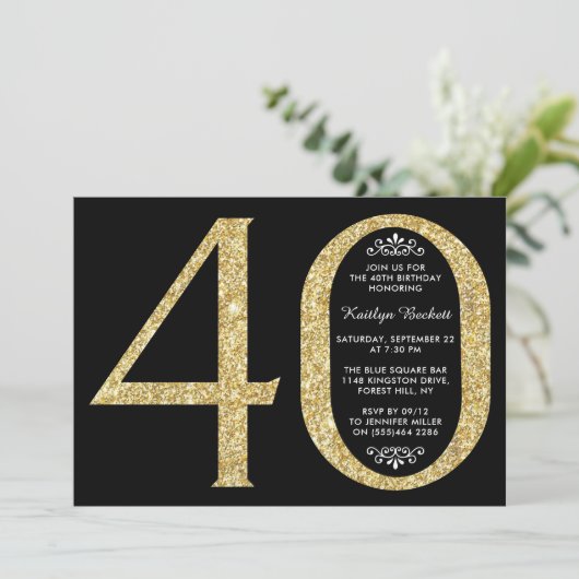 Invitation Élégante Typographie de Parties scintillant d'or 4 (Debout devant)