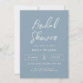 Invitation Élégante Typographie de Script Bleu Poussiéreux po (Devant)