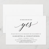 Invitation Élégante typographie elle a dit oui fiançailles (Devant / Derrière)