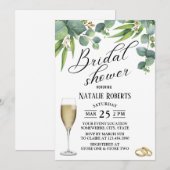 Invitation Élégante typographie Feuillage Fête des mariées fl (Devant / Derrière)
