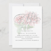 Invitation Élégante Typographie florale rose 50 Anniversaire (Devant)