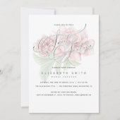 Invitation Élégante Typographie florale rose douce 16 Anniver (Devant)